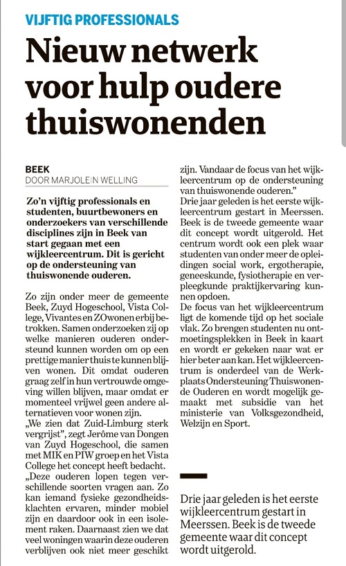 Nieuwsbericht in de Limburger